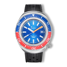 Squale 2002 Blue Red 44mm Kautschukband 2002.SS.BLR.BL.HT - Zifferblatt Blau, Armband Kautschuk