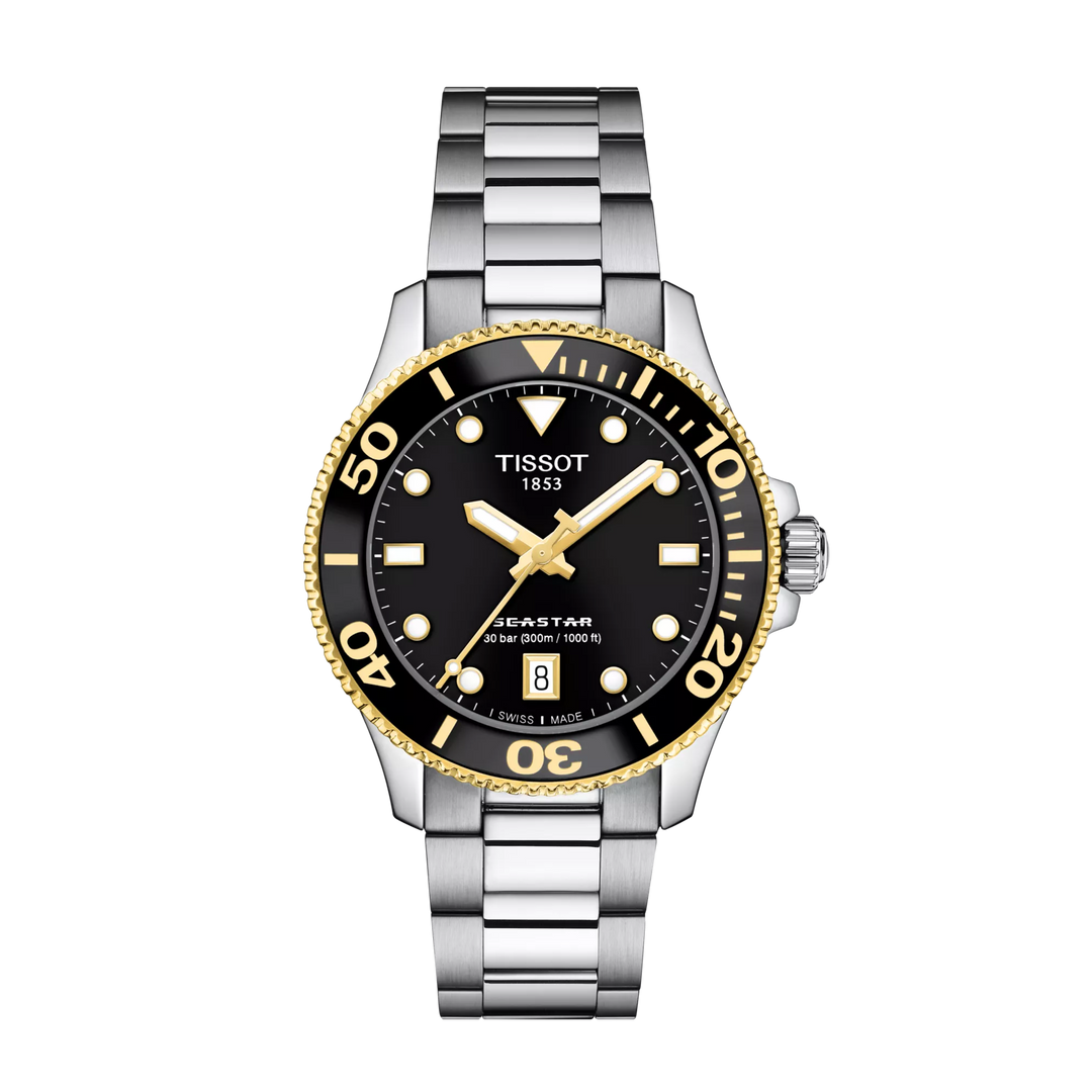 Tissot Seastar 1000 36mm T120.210.21.051.00 - Zifferblatt Schwarz, Armband Stahl