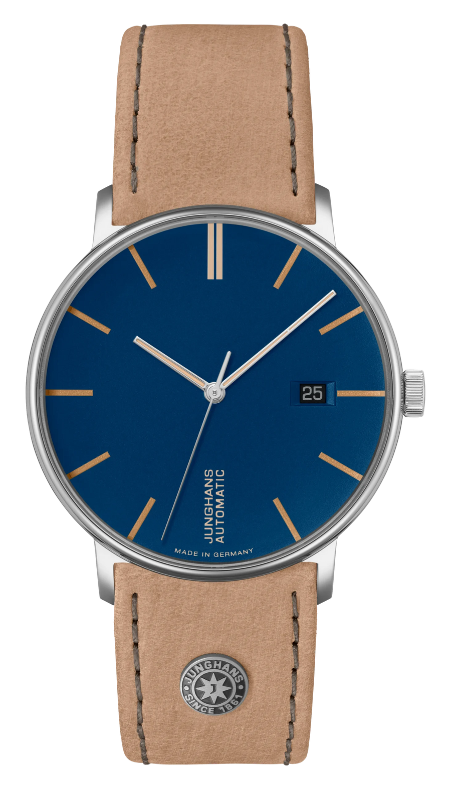 Junghans FORM A Automatic 39,3mm 27/4239.00 - Zifferblatt Blau, Armband Leder
