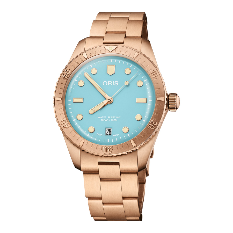 Oris Divers Sixty-Five Cotton Candy 38mm 01 733 7771 3155 – Zifferblatt Blau, Armband Bronze