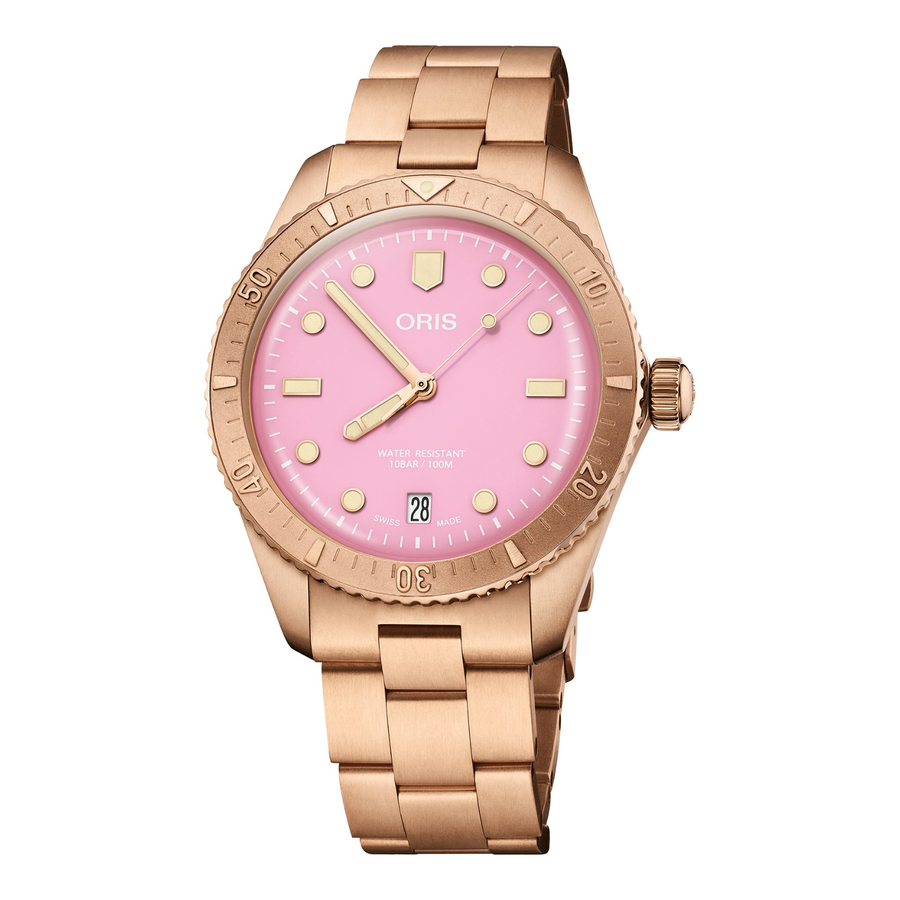 Oris Divers Sixty-Five Cotton Candy 38mm 01 733 7771 3158 – Zifferblatt Rosa, Armband Bronze