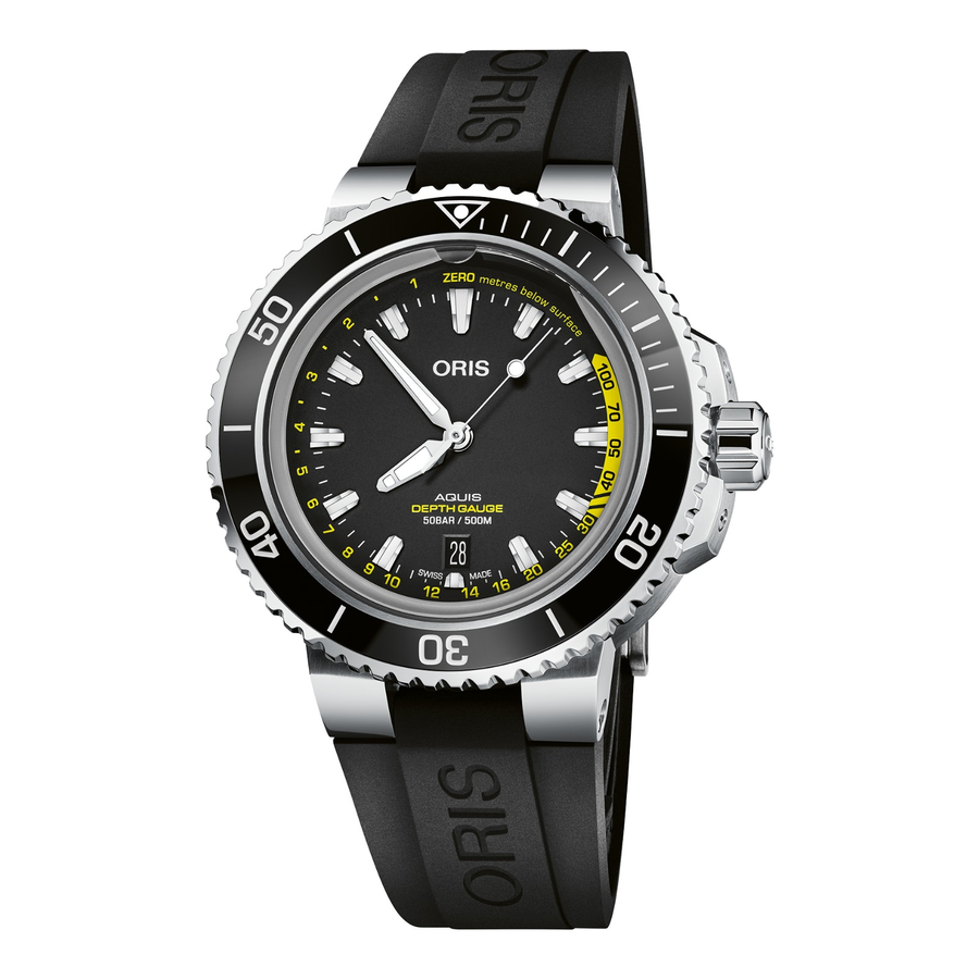Oris Aquis Depth Gauge 45,8mm 01 733 7755 4154 – Zifferblatt Schwarz, Armband Kautschuk