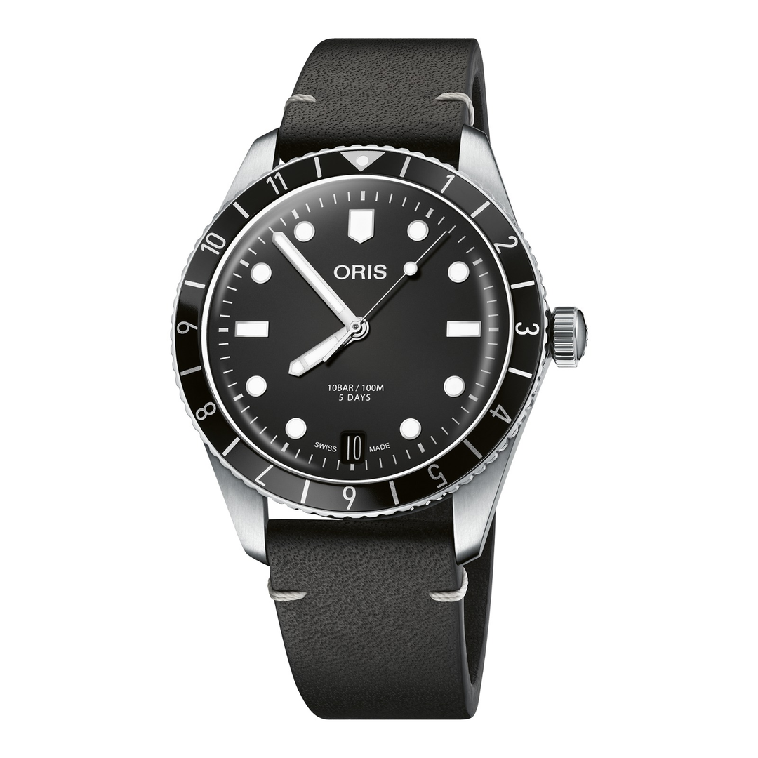 Oris Divers Sixty-Five 12H Calibre 400 40mm 01 400 7772 4054 – Zifferblatt Schwarz, Armband Leder