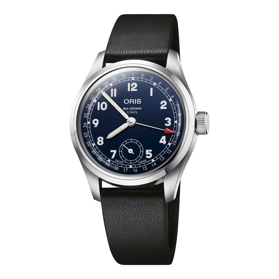 Oris Big Crown Pointer Date Calibre 403 38mm 01 403 7776 4065 – Zifferblatt Blau, Armband Leder