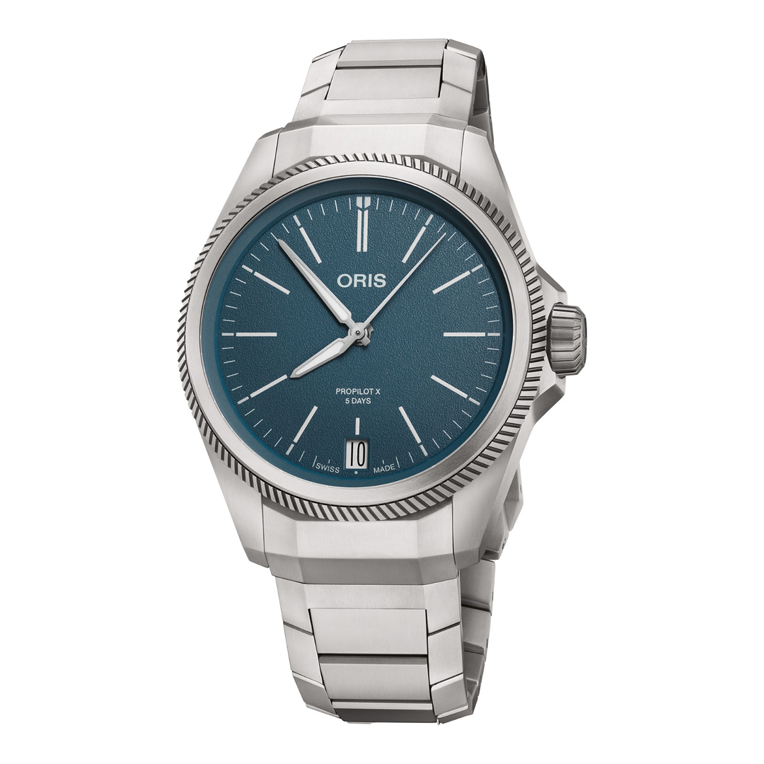 Oris ProPilot X Calibre 400 39mm 01 400 7778 7155 – Zifferblatt Blau, Armband Titan