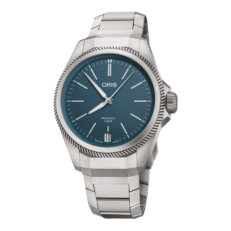 Oris ProPilot X Calibre 400 39mm 01 400 7778 7155 – Zifferblatt Blau, Armband Titan