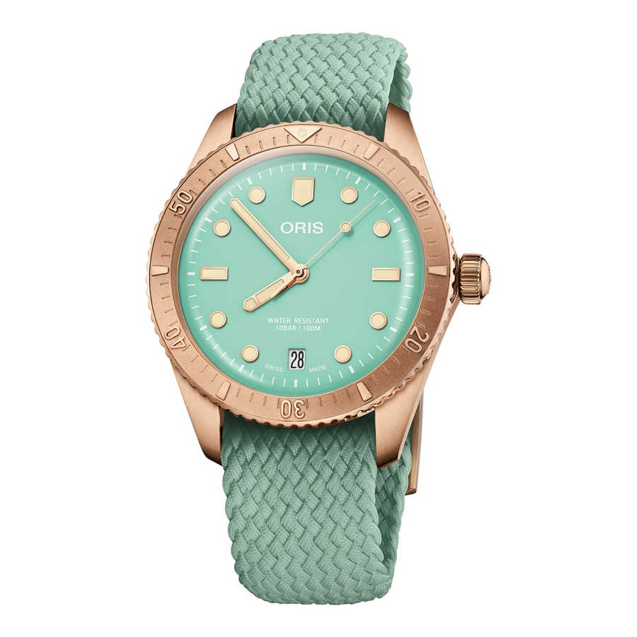 Oris Divers Sixty-Five Cotton Candy 38mm 01 733 7771 3157 – Zifferblatt Grün, Armband Textil