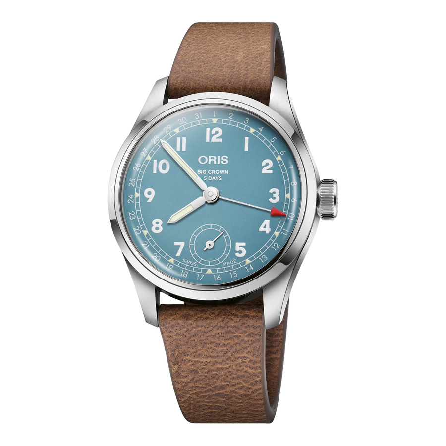 Oris Big Crown Pointer Date Calibre 473 38mm 01 473 7786 4065 – Zifferblatt Blau, Armband Leder