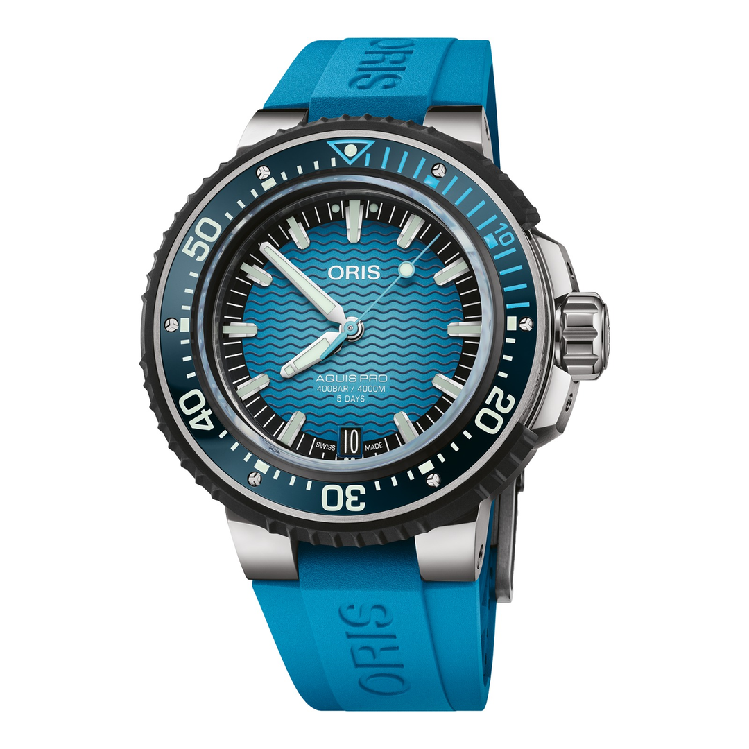 Oris Aquis Pro 4000m 49,5mm 01 400 7777 7155 – Zifferblatt Blau, Armband Kautschuk