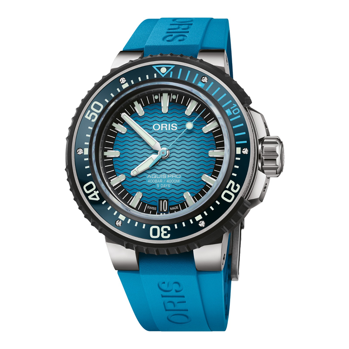 Oris Aquis Pro 4000m 49,5mm 01 400 7777 7155 – Zifferblatt Blau, Armband Kautschuk
