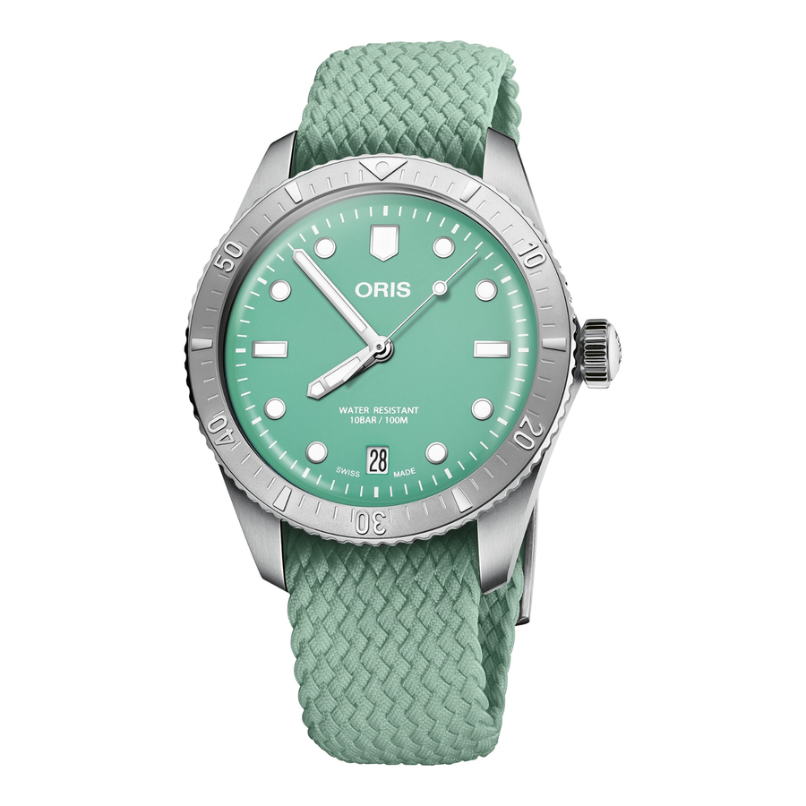 Oris Divers Sixty-Five Cotton Candy 38mm 01 733 7771 4057 – Zifferblatt Grün, Armband Textil