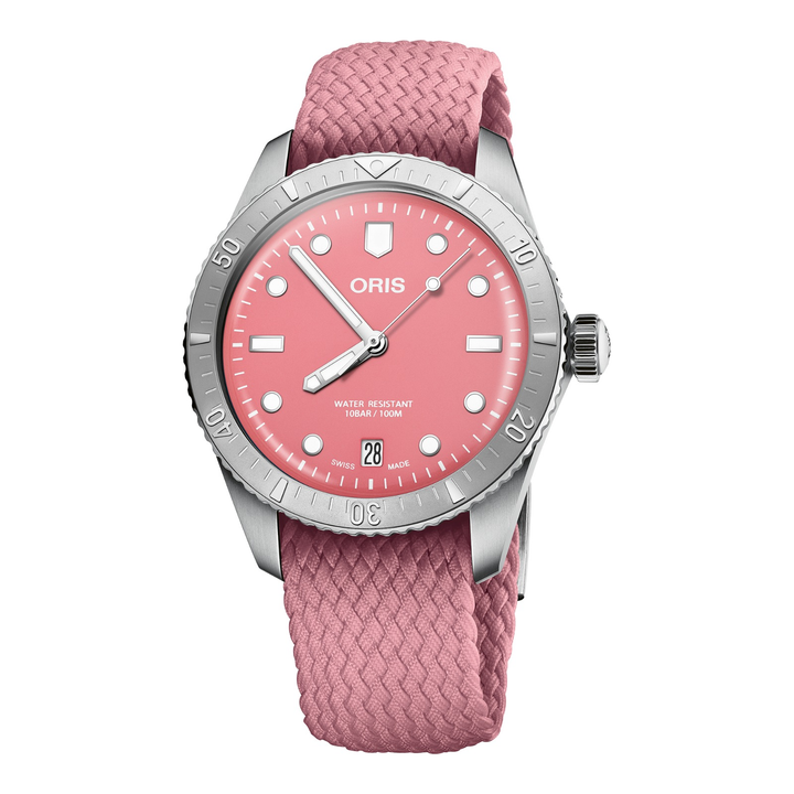 Oris Divers Sixty-Five Cotton Candy 38mm 01 733 7771 4058 – Zifferblatt Rosa, Armband Textil