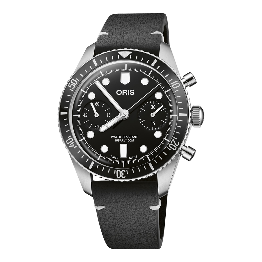 Oris Divers Sixty-Five Chronograph 40mm 01 771 7791 4054 – Zifferblatt Schwarz, Armband Leder