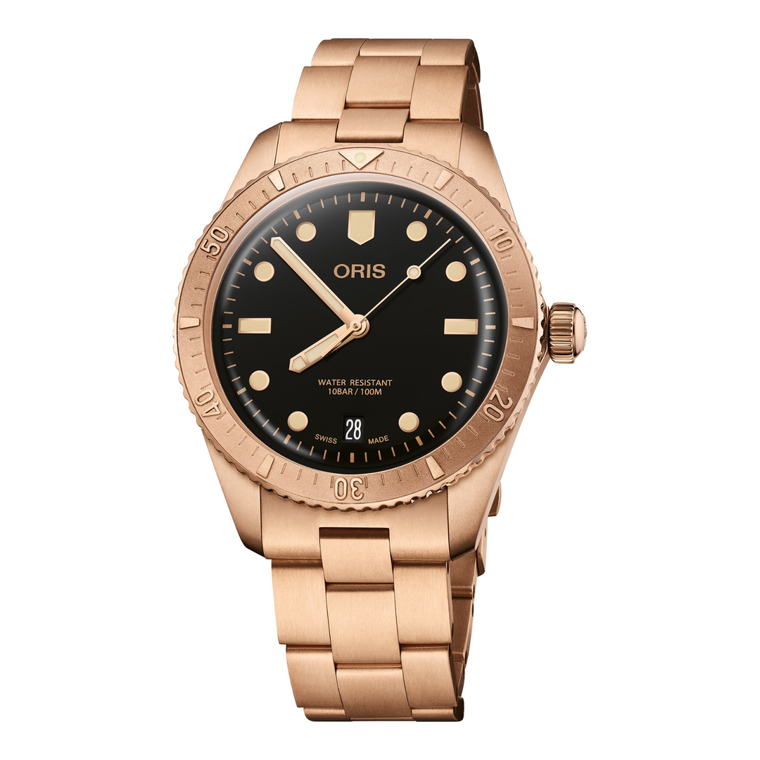 Oris Divers Sixty-Five Date 38mm 01 733 7771 3154 – Zifferblatt Schwarz, Armband Bronze