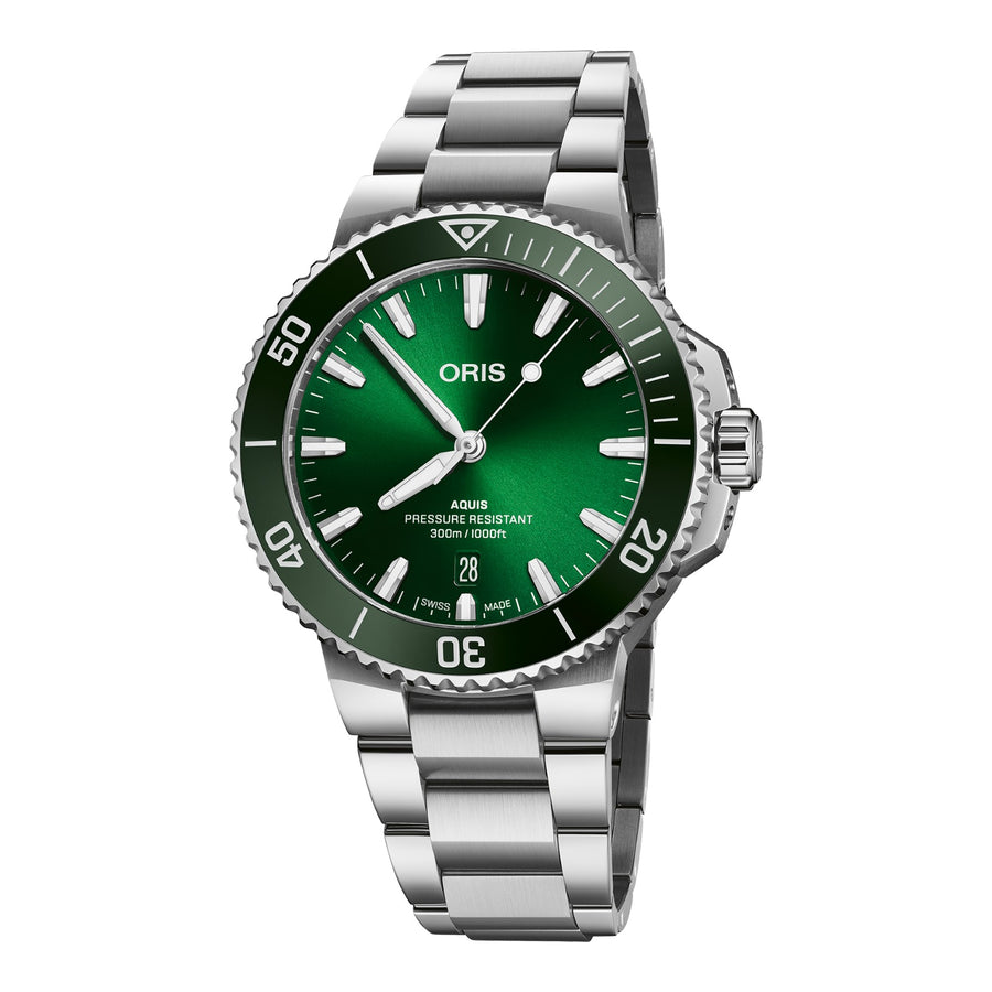 Oris Aquis Date 41,5mm 01 733 7787 4157 – Zifferblatt Grün, Armband Stahl