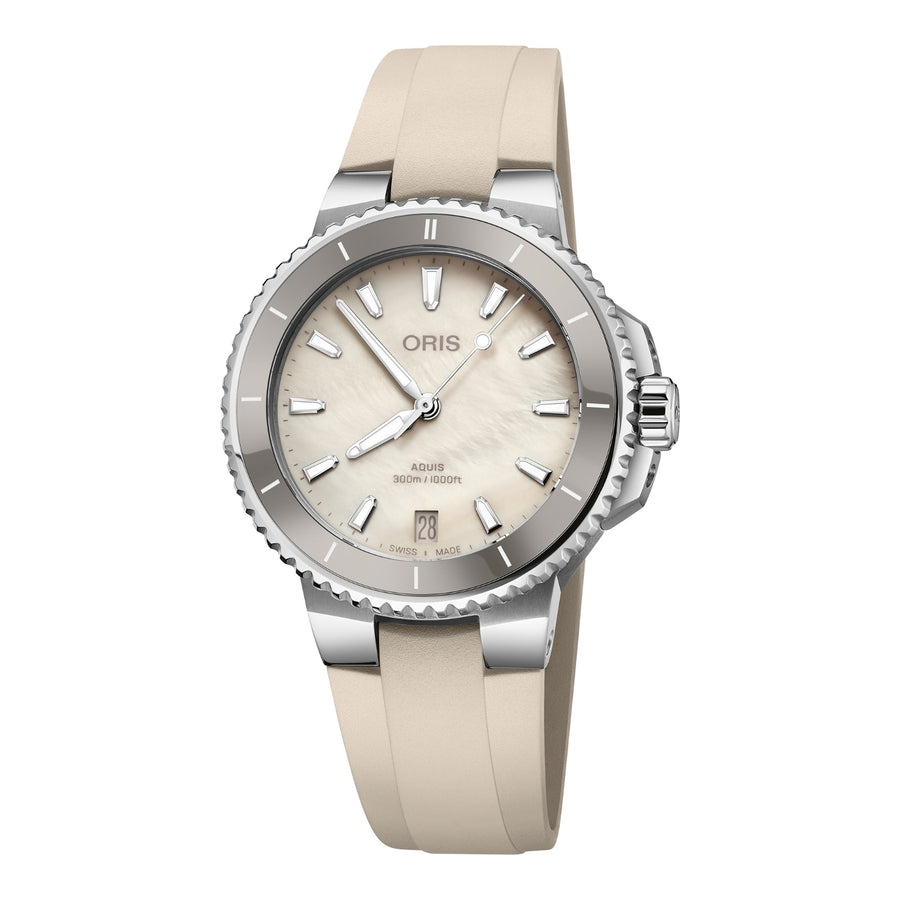 Oris Aquis Date 36,5mm 01 733 7792 4151 – Zifferblatt Weiß, Armband Kautschuk