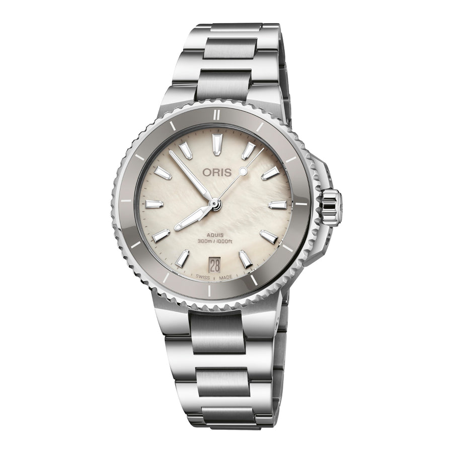 Oris Aquis Date 36,5mm 01 733 7792 4151 – Zifferblatt Weiß, Armband Stahl