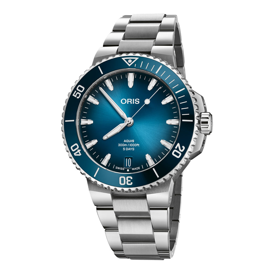 Oris Aquis Date Calibre 400 43,5mm 01 400 7790 4135 – Zifferblatt Blau, Armband Stahl