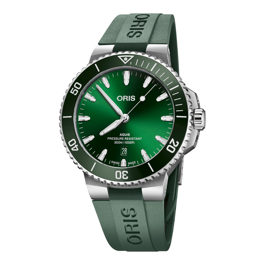 Oris Aquis Date 43,5mm 01 733 7789 4157 – Zifferblatt Grün, Armband Kautschuk