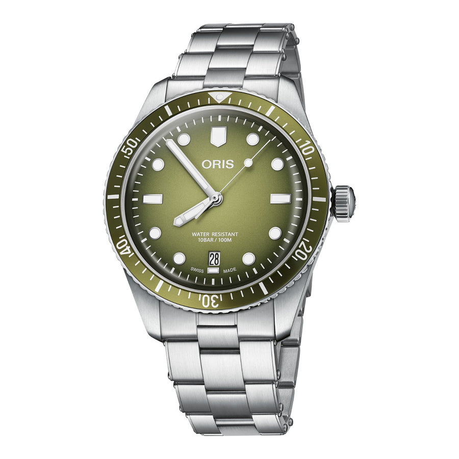 Oris Divers Sixty-Five Date 40mm 01 733 7707 4057 – Zifferblatt Grün, Armband Stahl