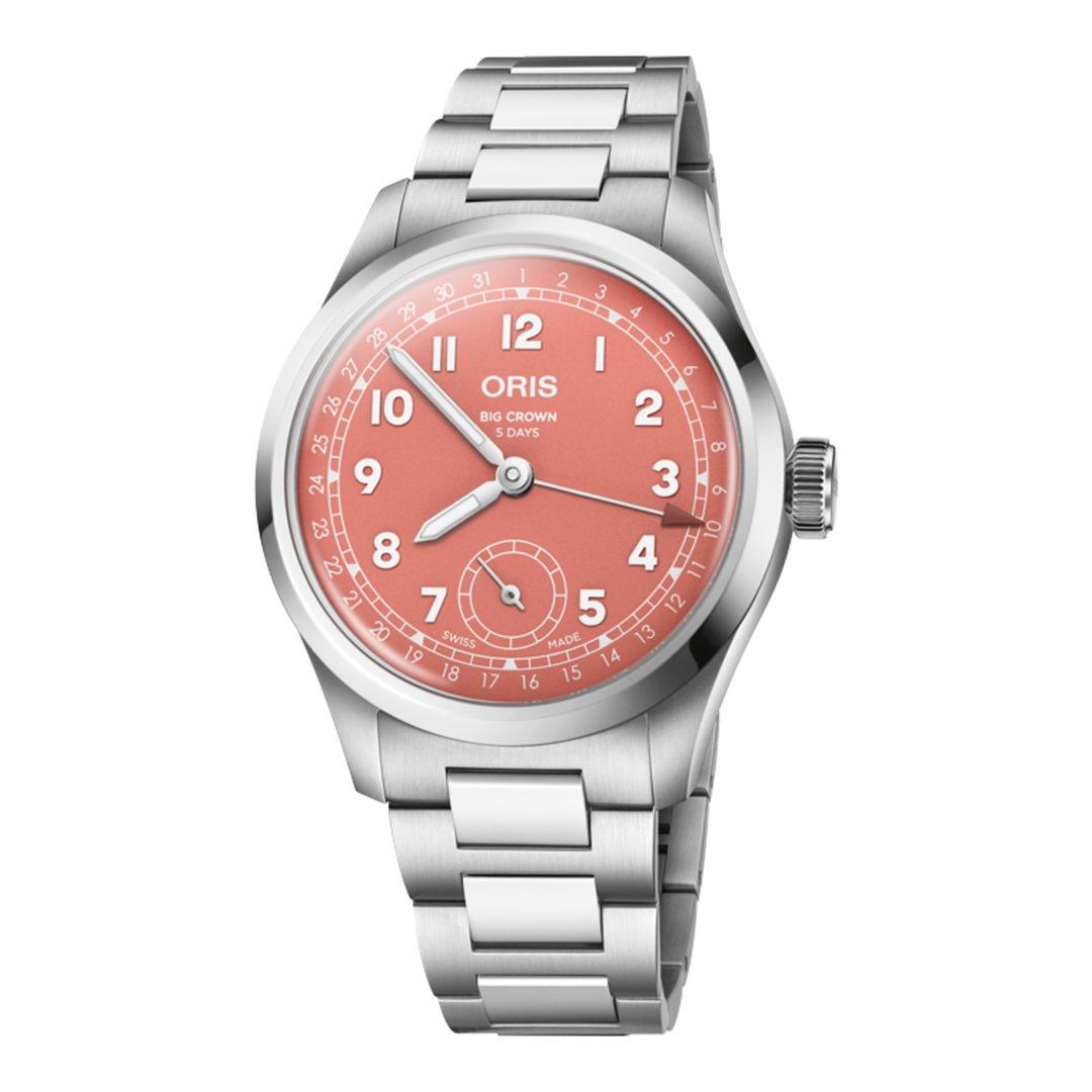 Oris Big Crown Pointer Date Calibre 403 40mm 01 403 7799 4068 – Zifferblatt Rot, Armband Stahl