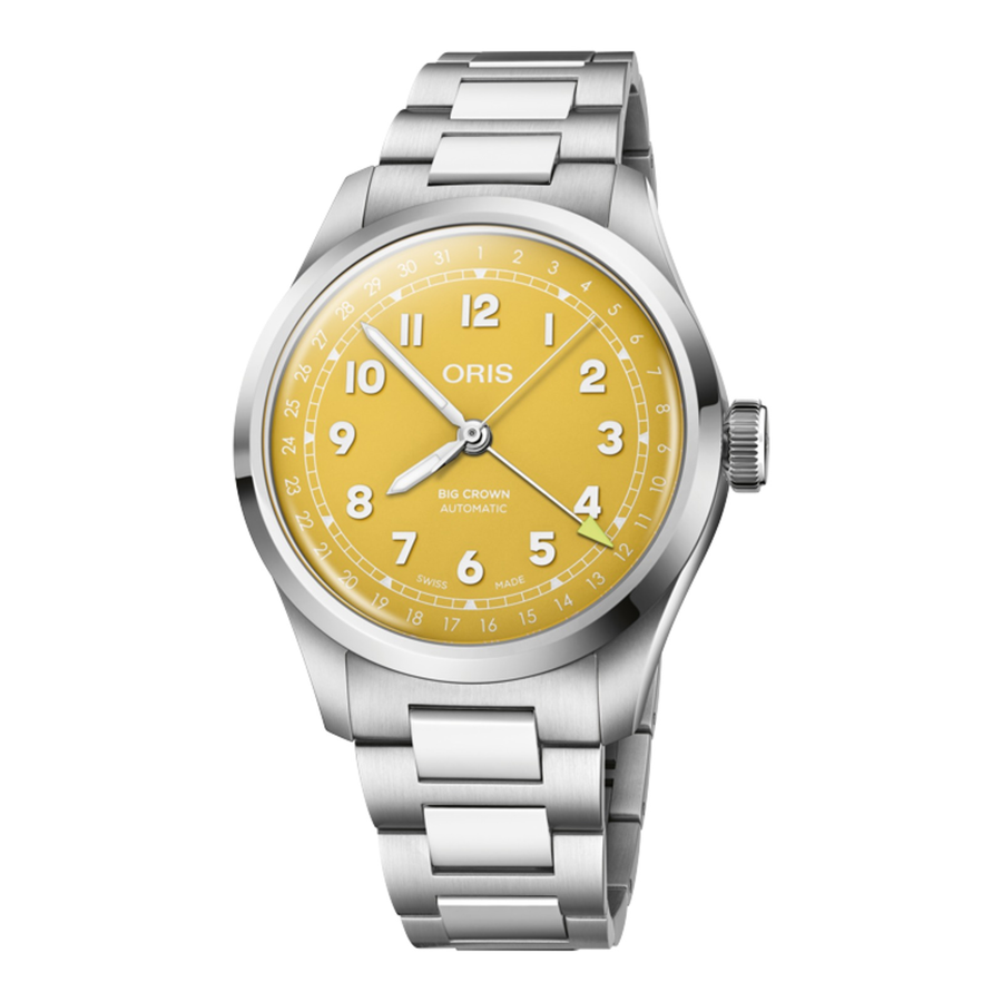 Oris Big Crown Pointer Date 40mm 01 754 7798 4069 – Zifferblatt Gelb, Armband Stahl