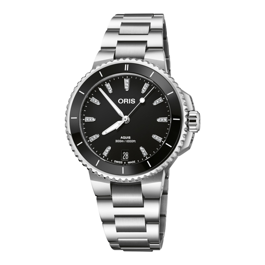 Oris Aquis Date Diamonds 36,5mm 01 733 7792 4194 – Zifferblatt Schwarz, Armband Kautschuk