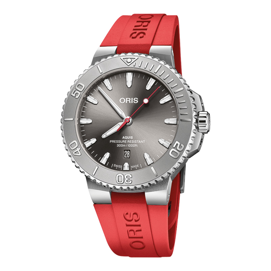 Oris Aquis Date Relief 43,5mm 01 733 7789 4153 – Zifferblatt Grau, Armband Kautschuk