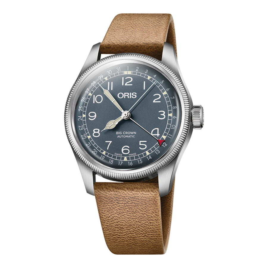 Oris Big Crown Pointer Date 40mm 01 754 7785 4065 – Zifferblatt Blau, Armband Leder