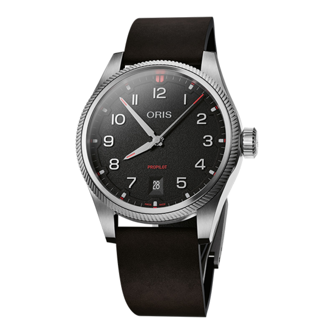 Oris ProPilot Date 41mm 01 733 7805 4164 – Zifferblatt Schwarz, Armband Leder