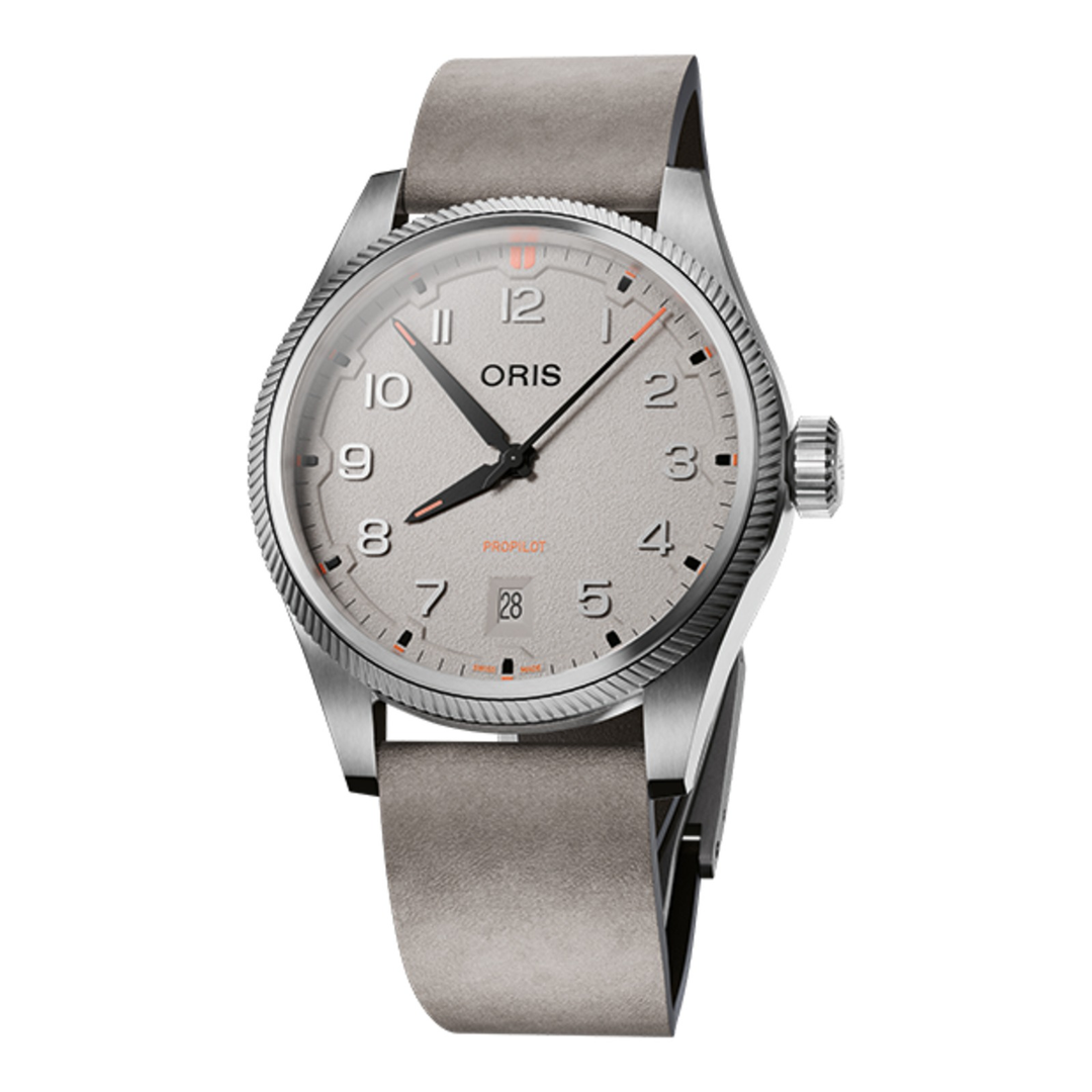 Oris ProPilot Date 41mm 01 733 7805 4163 – Zifferblatt Grau, Armband Leder