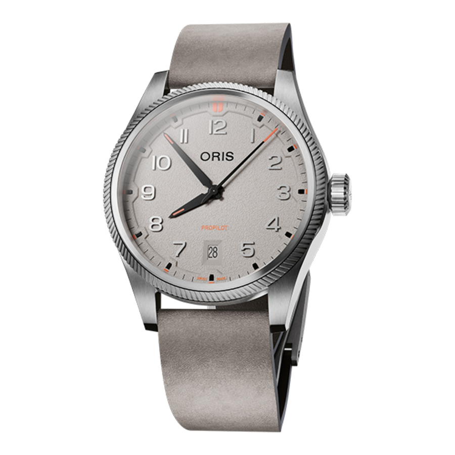 Oris ProPilot Date 41mm 01 733 7805 4163 – Zifferblatt Grau, Armband Leder