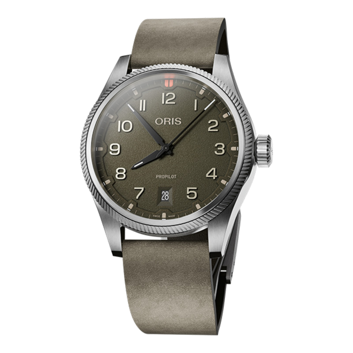 Oris ProPilot Date 41mm 01 733 7805 4167 – Zifferblatt Grün, Armband Leder