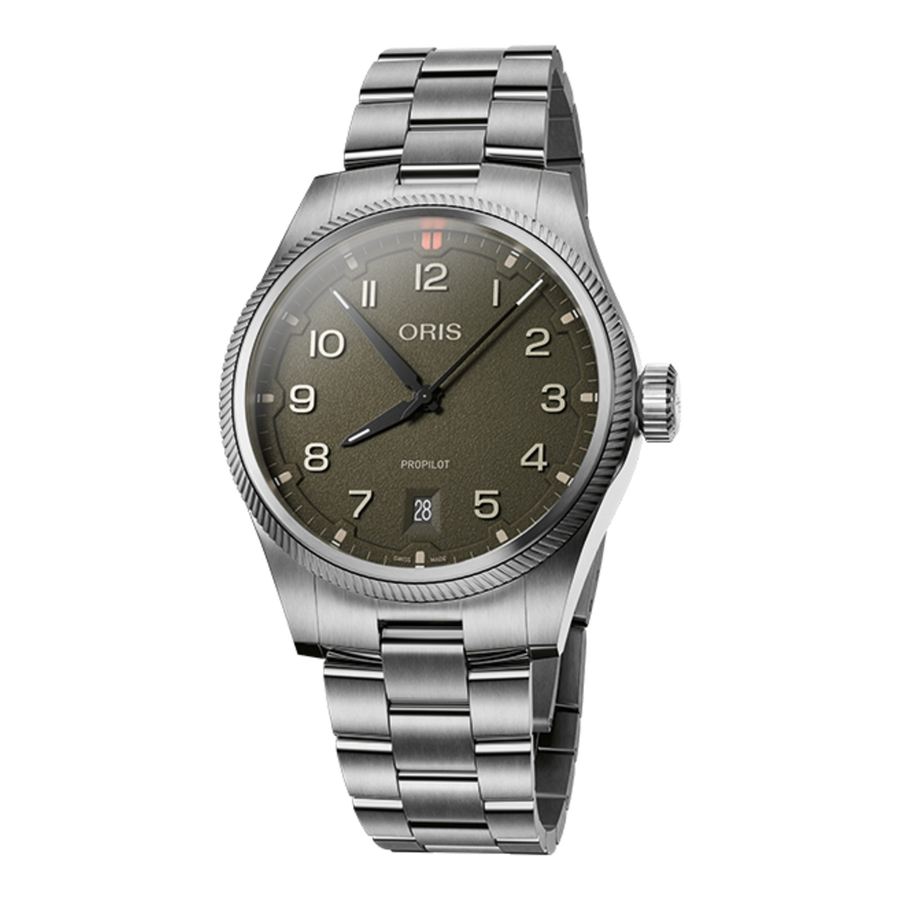 Oris ProPilot Date 41mm 01 733 7805 4167 – Zifferblatt Grün, Armband Stahl