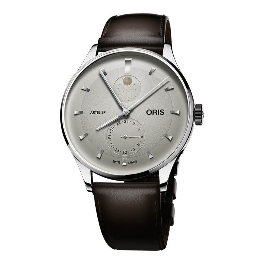 Oris Artelier Complication 39,5mm 01 782 7811 4051 – Zifferblatt Weiß, Armband Leder