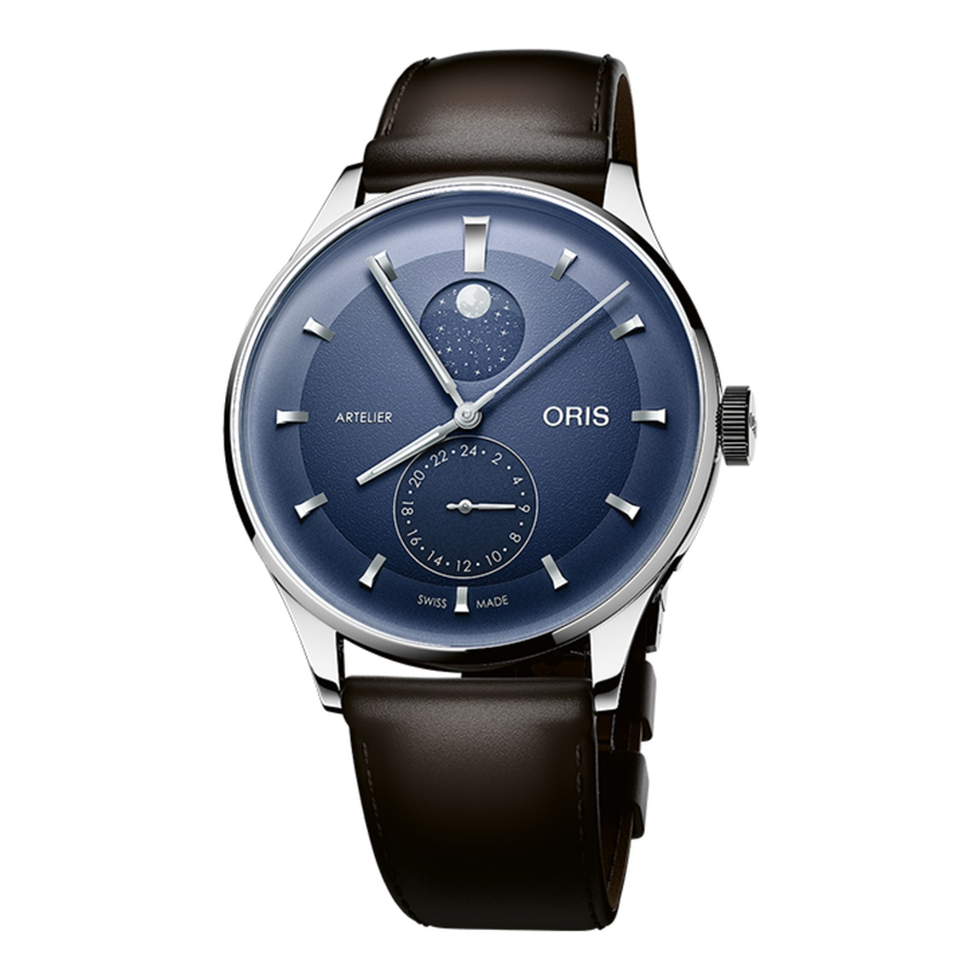 Oris Artelier Complication 39,5mm 01 782 7811 4055 – Zifferblatt Blau, Armband Leder