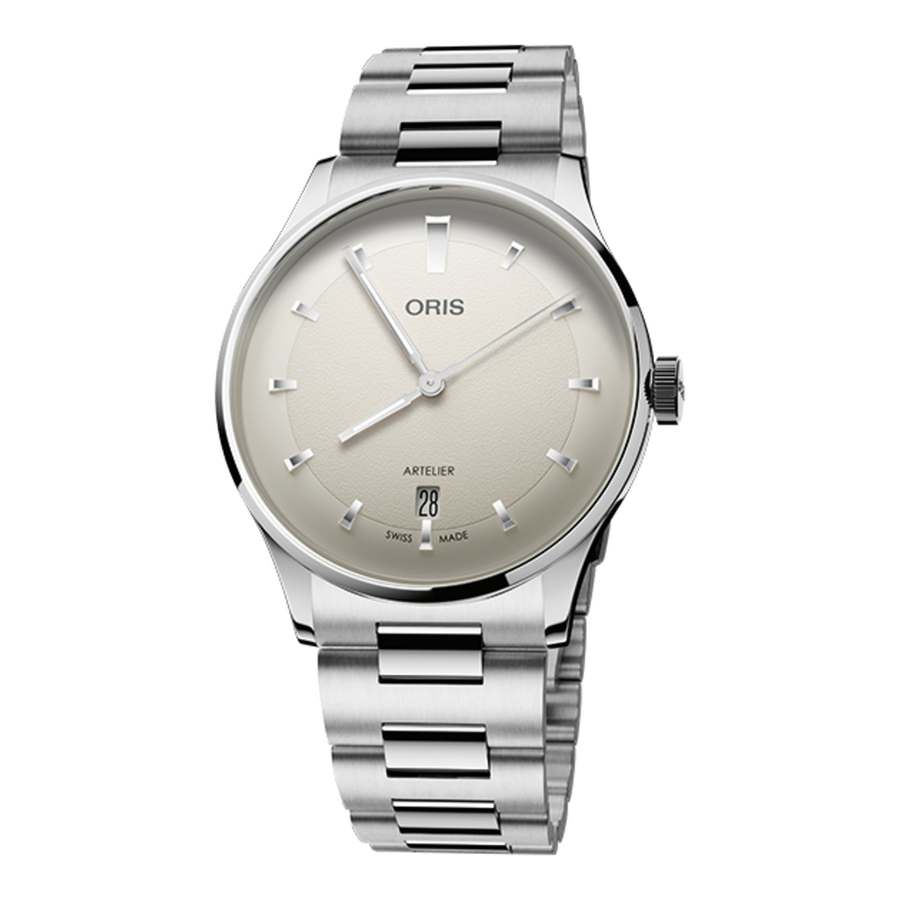 Oris Artelier Date 38mm 01 733 7810 4051 – Zifferblatt Weiß, Armband Stahl