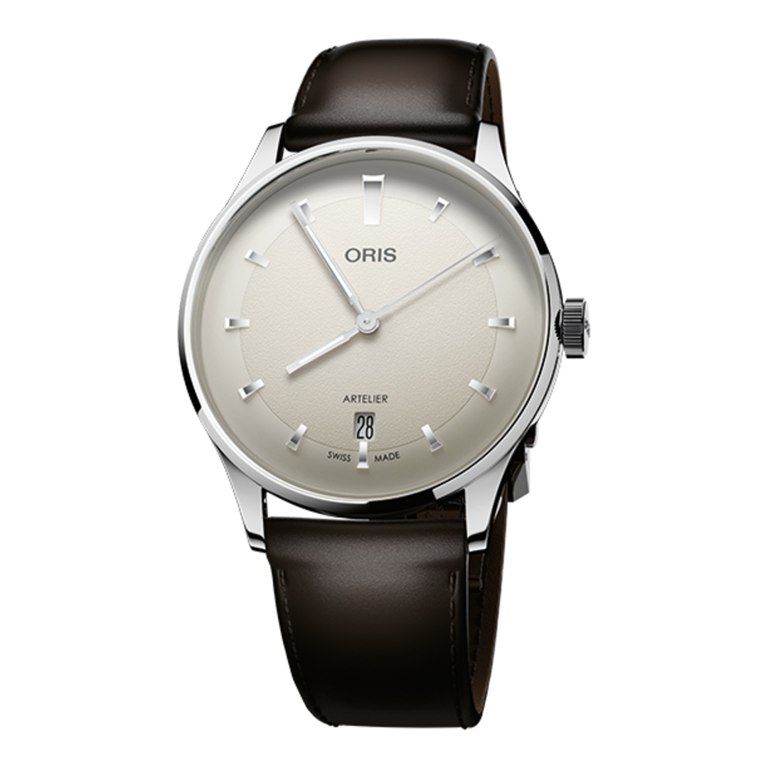 Oris Artelier Date 38mm 01 733 7810 4051 – Zifferblatt Weiß, Armband Leder