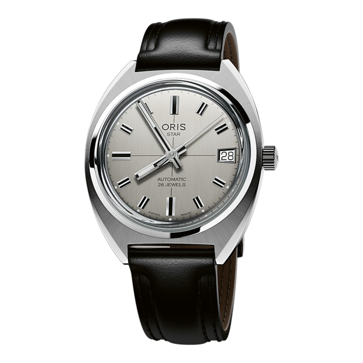 Oris Star Edition 35mm 01 733 7813 4151 – Zifferblatt Grau, Armband Leder