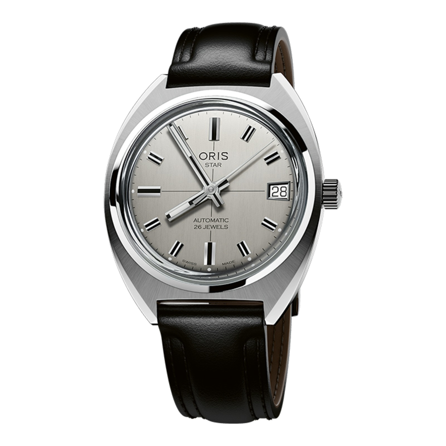 Oris Star Edition 35mm 01 733 7813 4151 – Zifferblatt Grau, Armband Leder