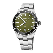 Oris Divers Date 39mm 01 733 7795 4057 – Zifferblatt Grün, Armband Stahl