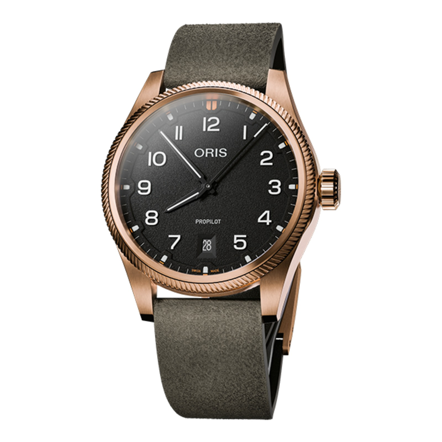 Oris ProPilot Bronze 41mm 01 733 7805 3164 – Zifferblatt Schwarz, Armband Leder