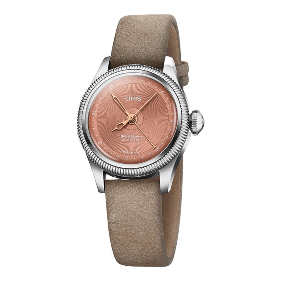 Oris Big Crown Pointer Date 29mm 01 534 7804 4052 – Zifferblatt Rosa, Armband Leder
