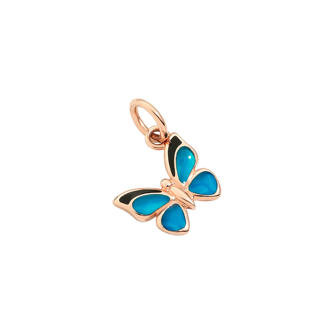Anhänger Schmetterling Rosegold mit blauem Emaille