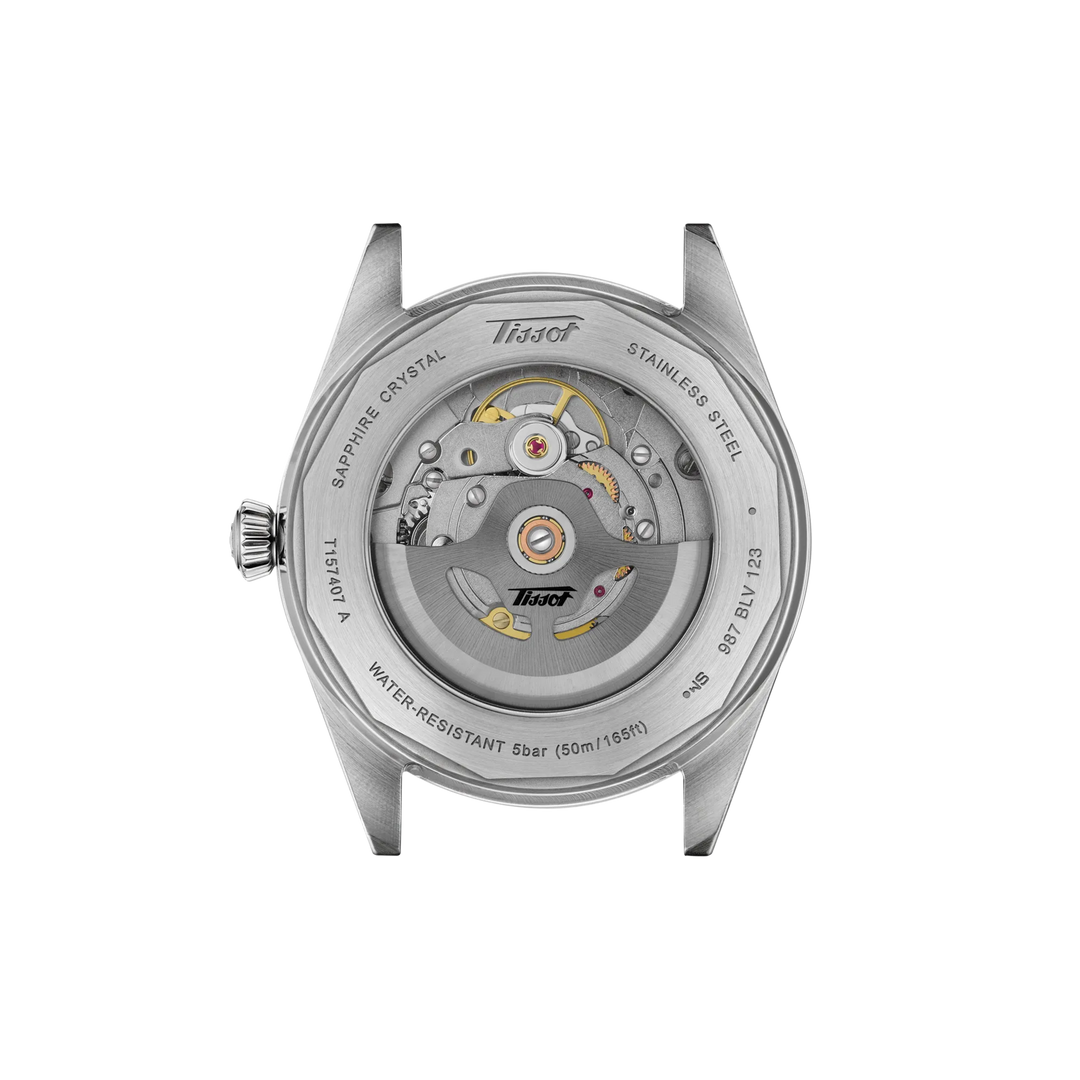 Tissot Visodate 39 mm T157.407.11.041.00 gläserner Gehäuseboden mit Powermatic 80