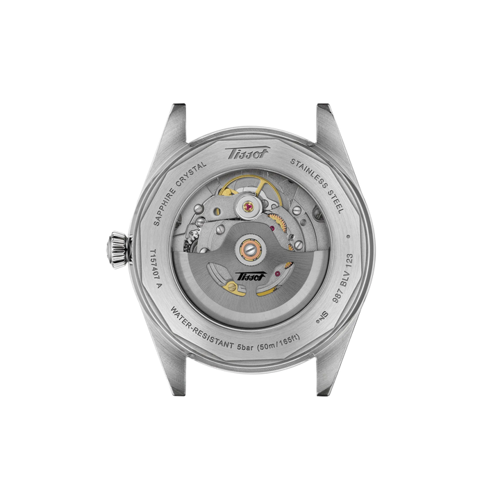 Tissot Visodate 39 mm T157.407.11.041.00 gläserner Gehäuseboden mit Powermatic 80