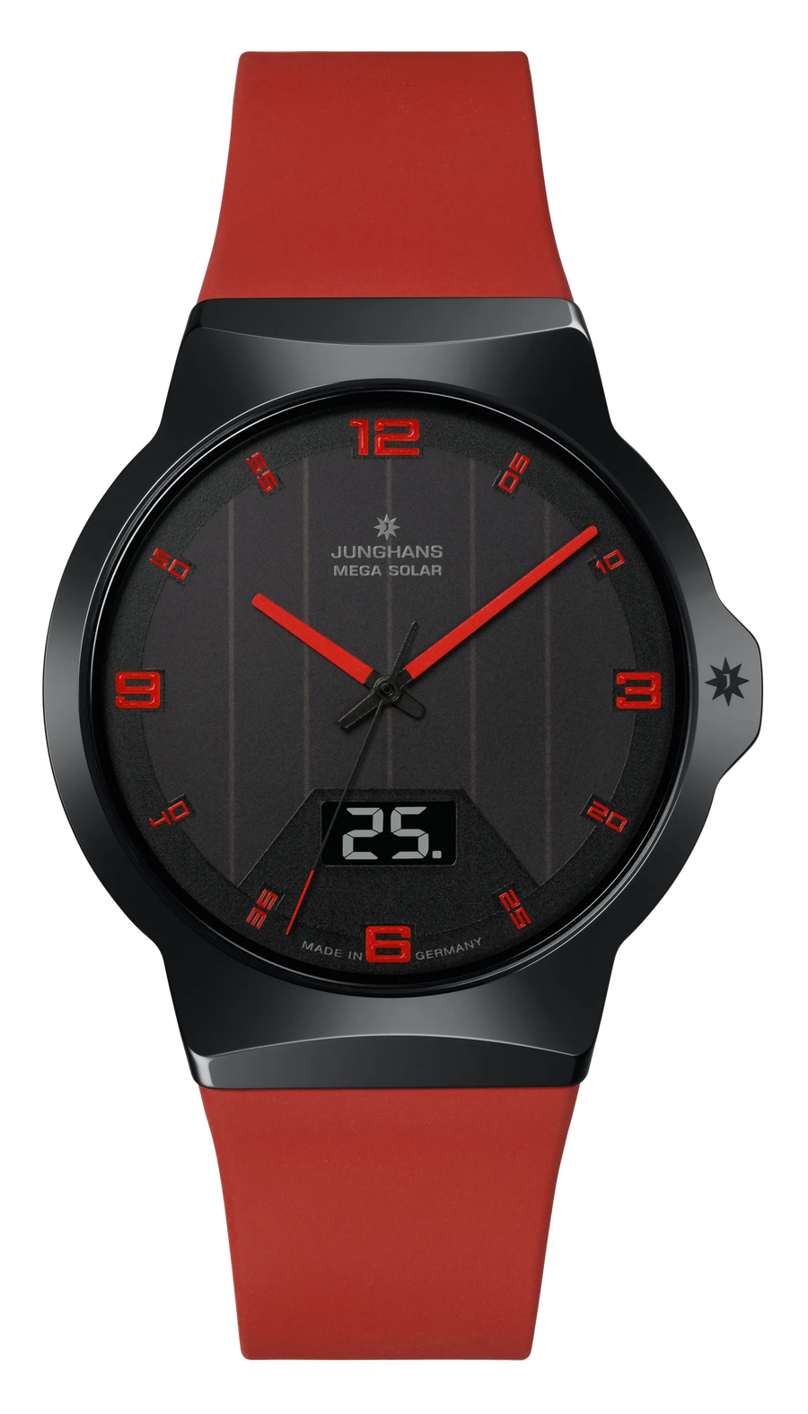 Junghans Force Mega Solar 40,4mm 18/1402.00 - Zifferblatt Schwarz, Armband Kautschuk