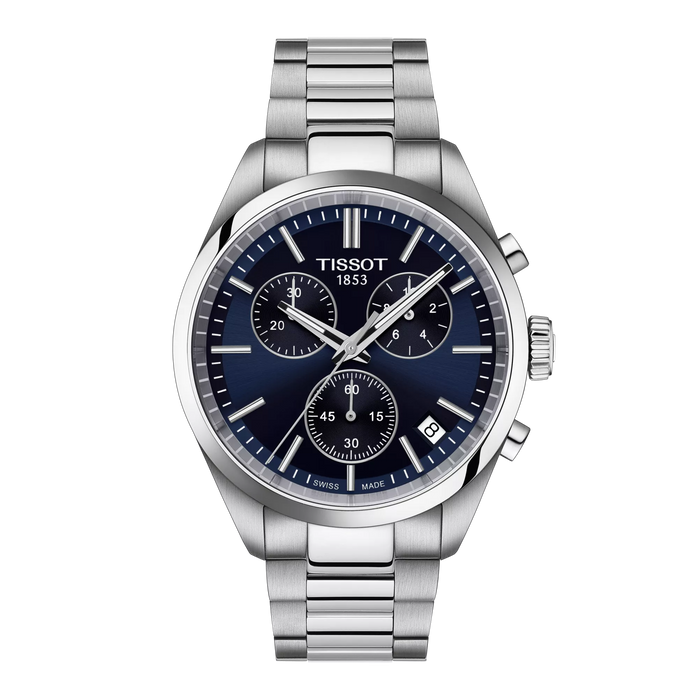 Tissot PR 100 Chronograph 40mm T150.417.11.041.00 - Zifferblatt Blau, Armband Stahl