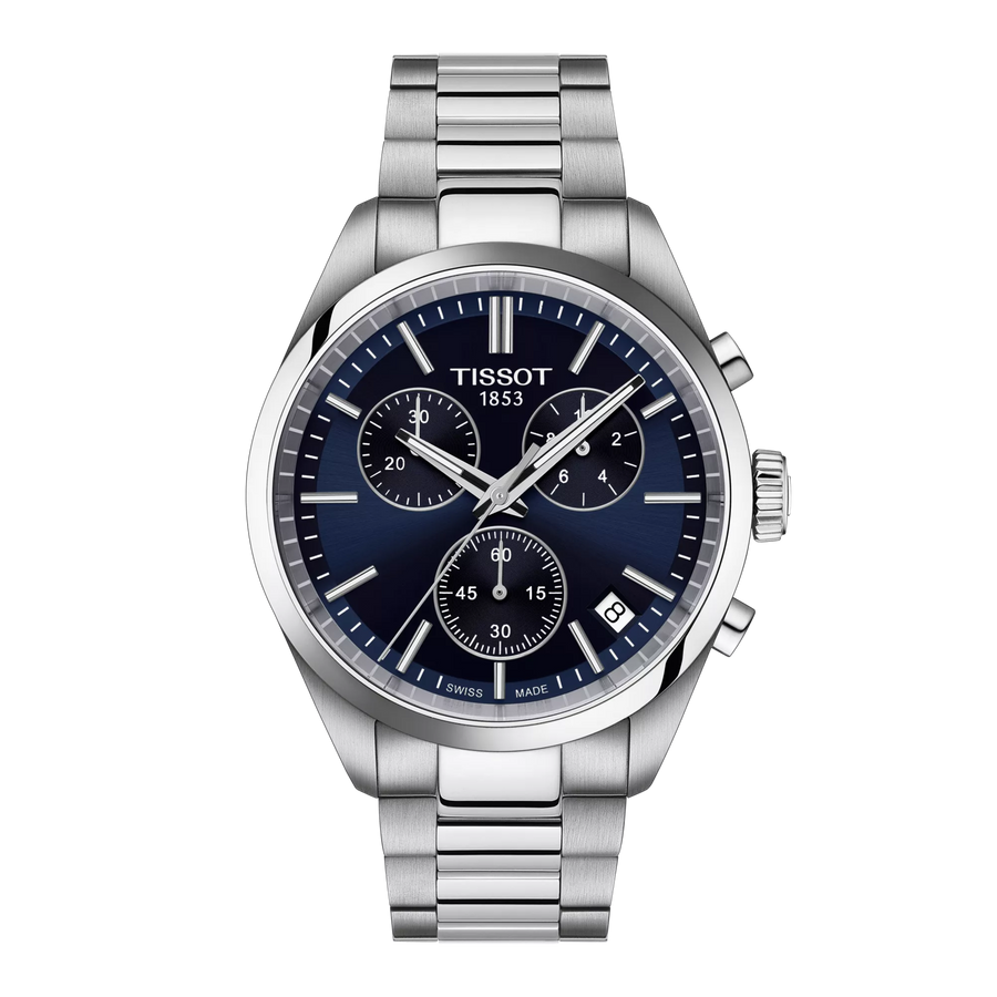 Tissot PR 100 Chronograph 40mm T150.417.11.041.00 - Zifferblatt Blau, Armband Stahl