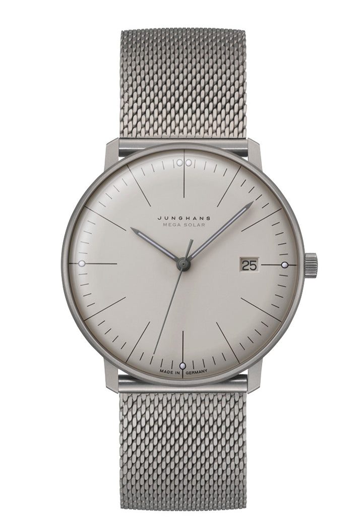 Junghans Max Bill MEGA Solar 59/2022.46 – Herrenuhr Titan 38 mm mit grauem Zifferblatt und Titanarmband